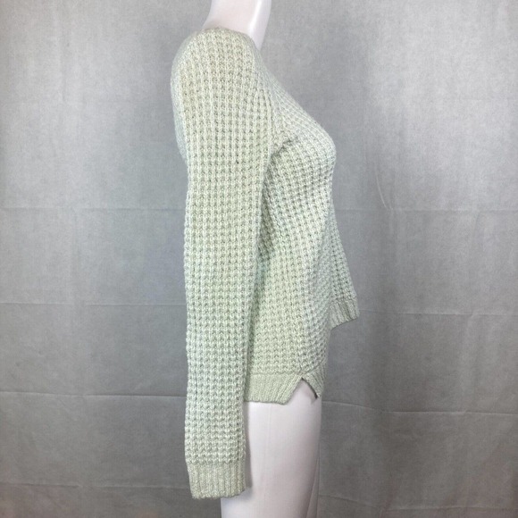 Hollister Sweater Womens Sz S Mint Green Waffle Cotton Knit V-Neck Pullover‎ - Picture 3 of 8